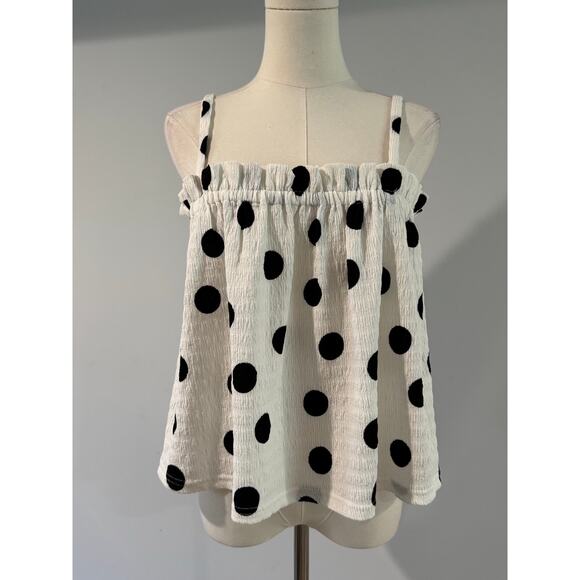 Anthropologie Current Air White & Black Polka Dot Swing Camisole – Size XS - Picture 2 of 6